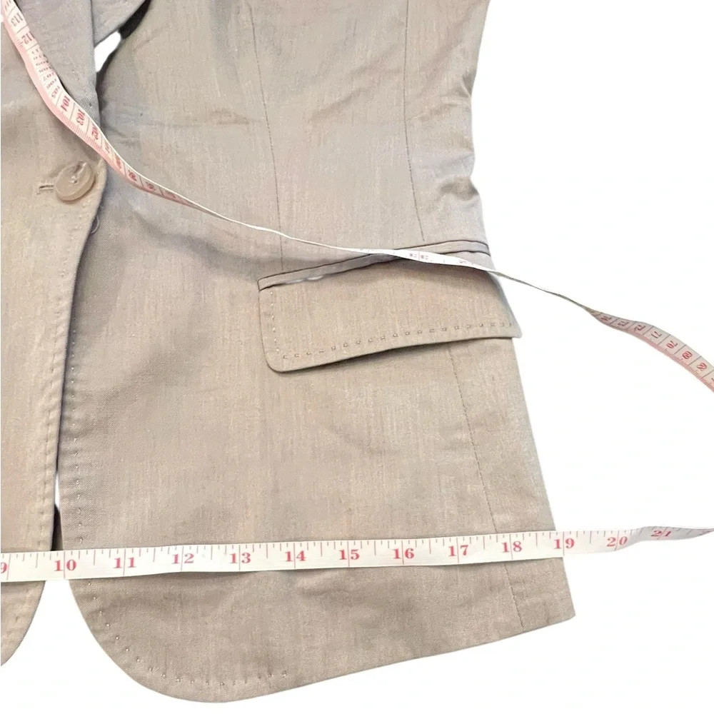 J Crew Schoolboy Tan Blazer‎ Womens Cotton 1-Button 8 Pink Lining Fitted Preppy